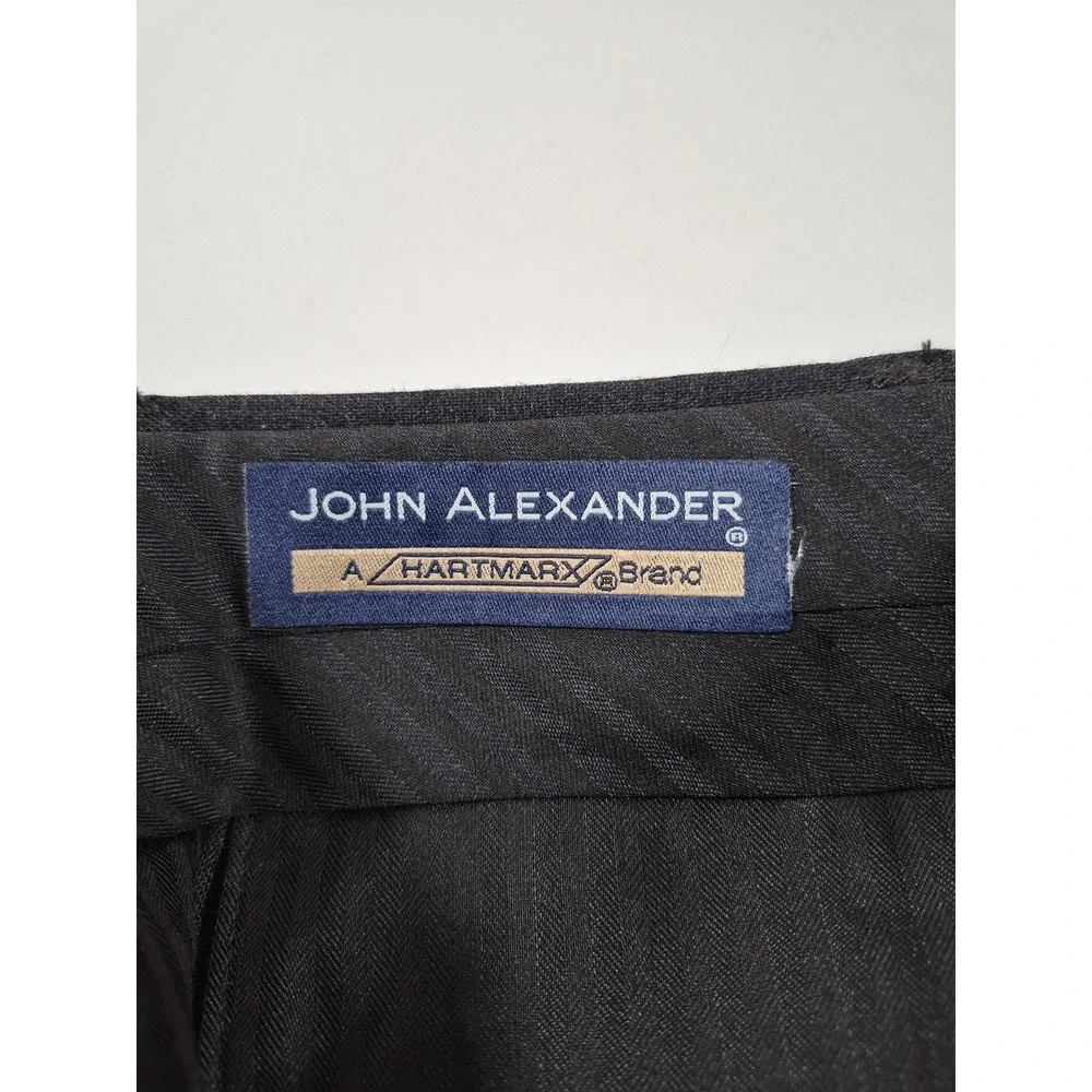 VTG John Alexander Dress Pants Mens 34x36 Gray Wool Pleated Classic USA Formal